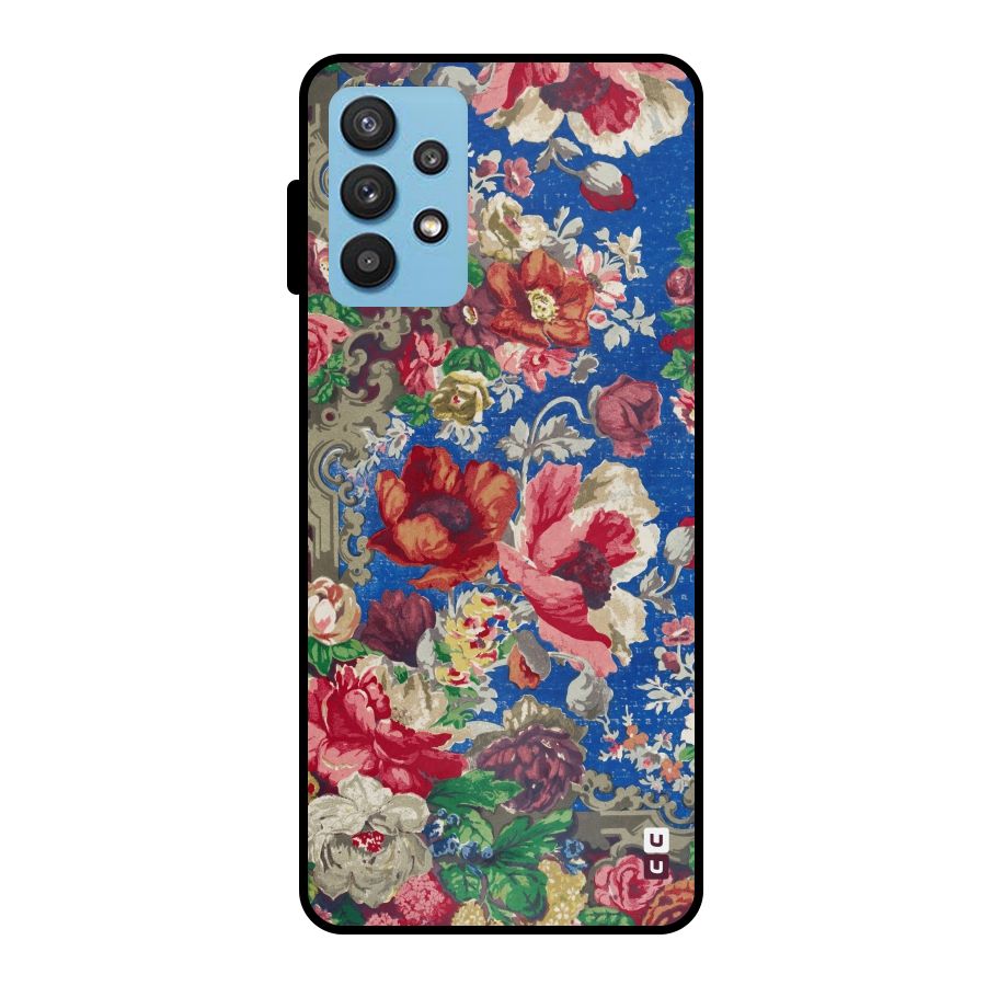 Block Printed Flowers Metal Back Case for Galaxy M32 5G
