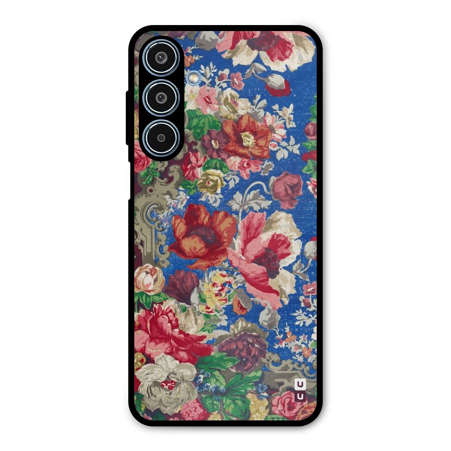 Block Printed Flowers Metal Back Case for Galaxy M35