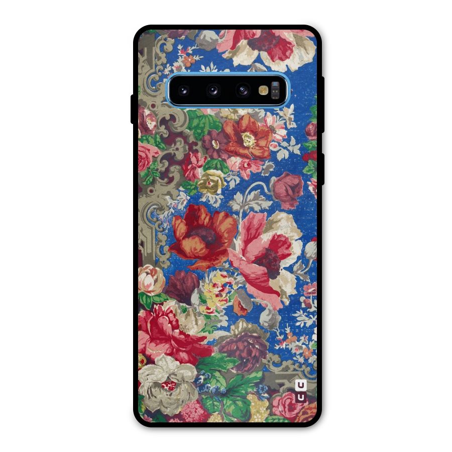 Block Printed Flowers Metal Back Case for Galaxy S10