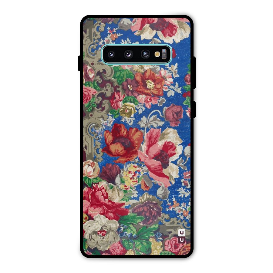 Block Printed Flowers Metal Back Case for Galaxy S10 Plus