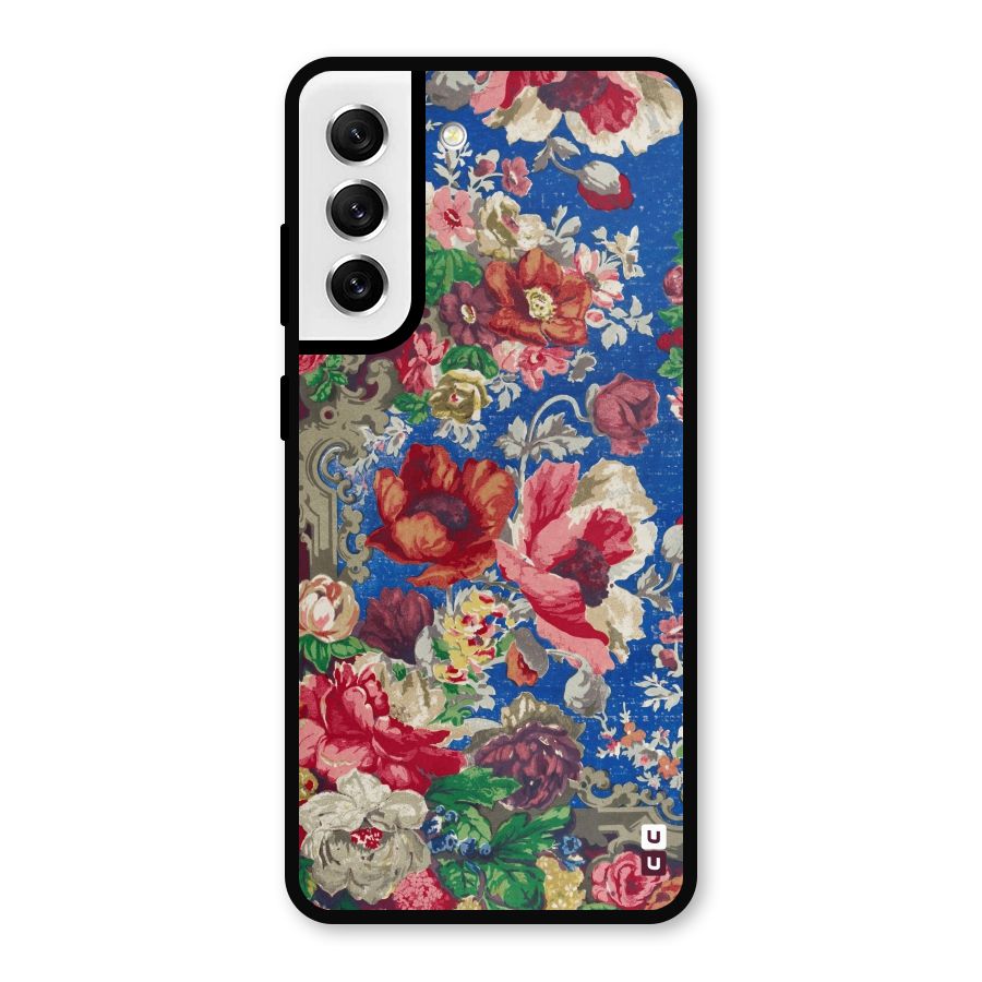 Block Printed Flowers Metal Back Case for Galaxy S21 FE 5G
