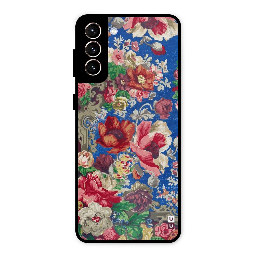 Block Printed Flowers Metal Back Case for Galaxy S21 Plus