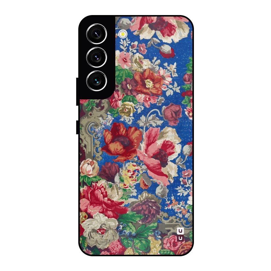 Block Printed Flowers Metal Back Case for Galaxy S22 5G