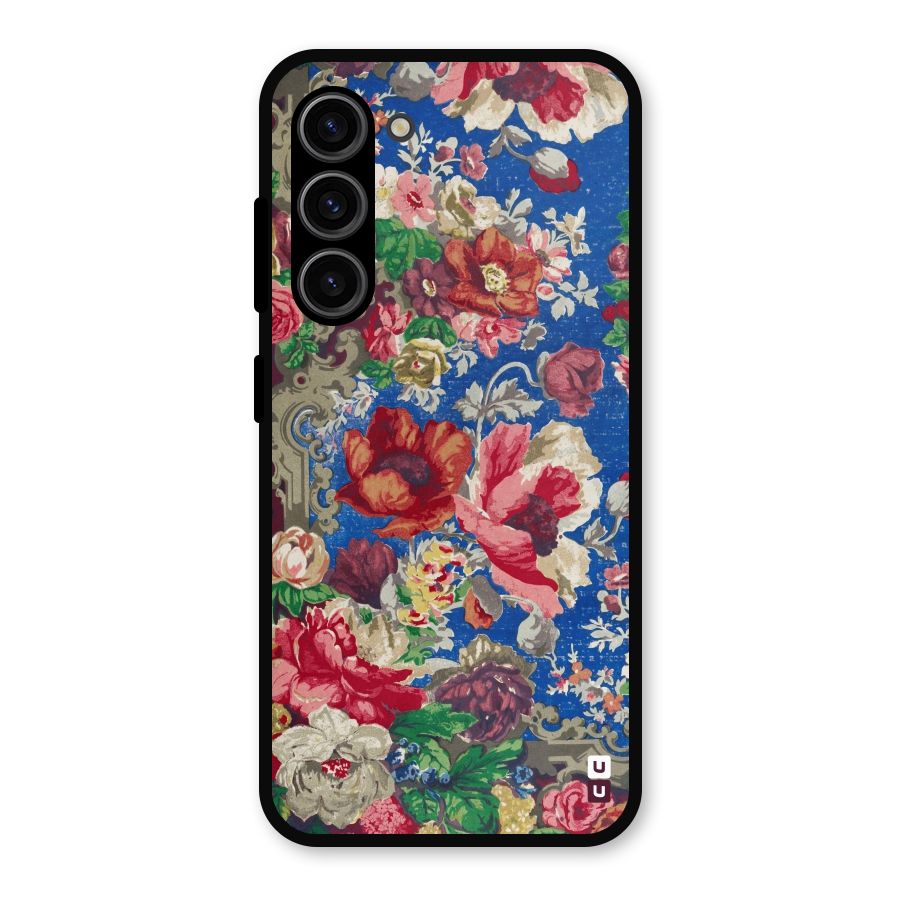 Block Printed Flowers Metal Back Case for Galaxy S23