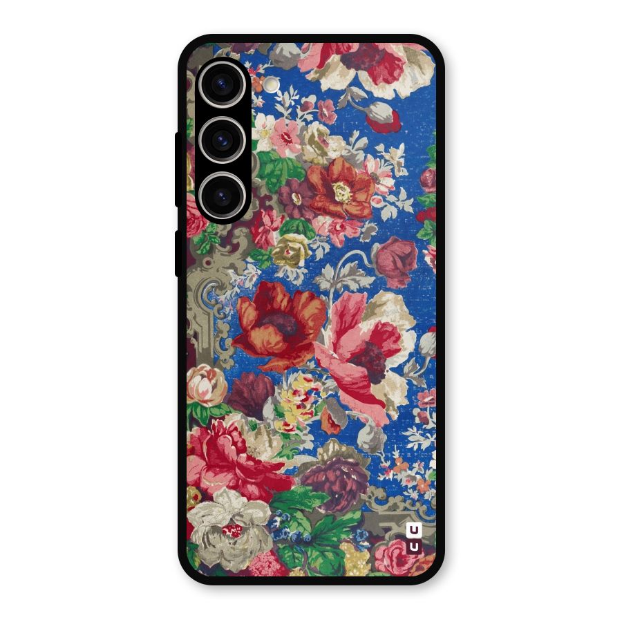 Block Printed Flowers Metal Back Case for Galaxy S23 Plus