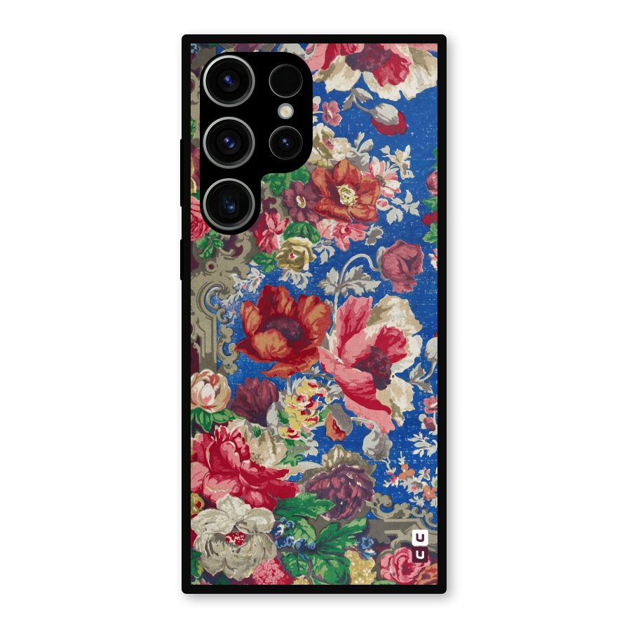 Block Printed Flowers Metal Back Case for Galaxy S23 Ultra