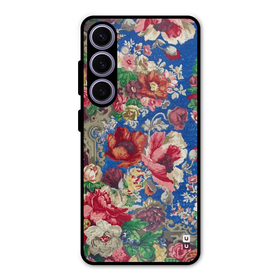 Block Printed Flowers Metal Back Case for Galaxy S24