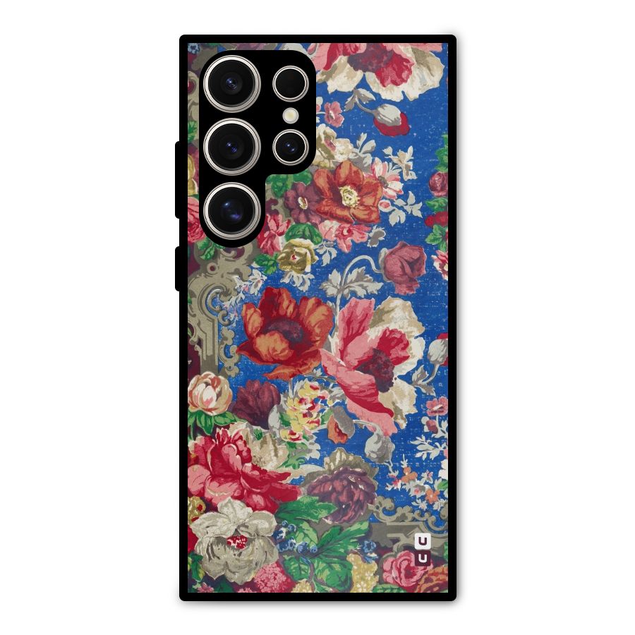 Block Printed Flowers Metal Back Case for Galaxy S24 Ultra