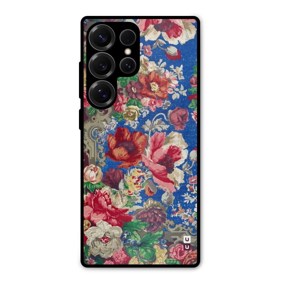 Block Printed Flowers Metal Back Case for Galaxy S25 Ultra