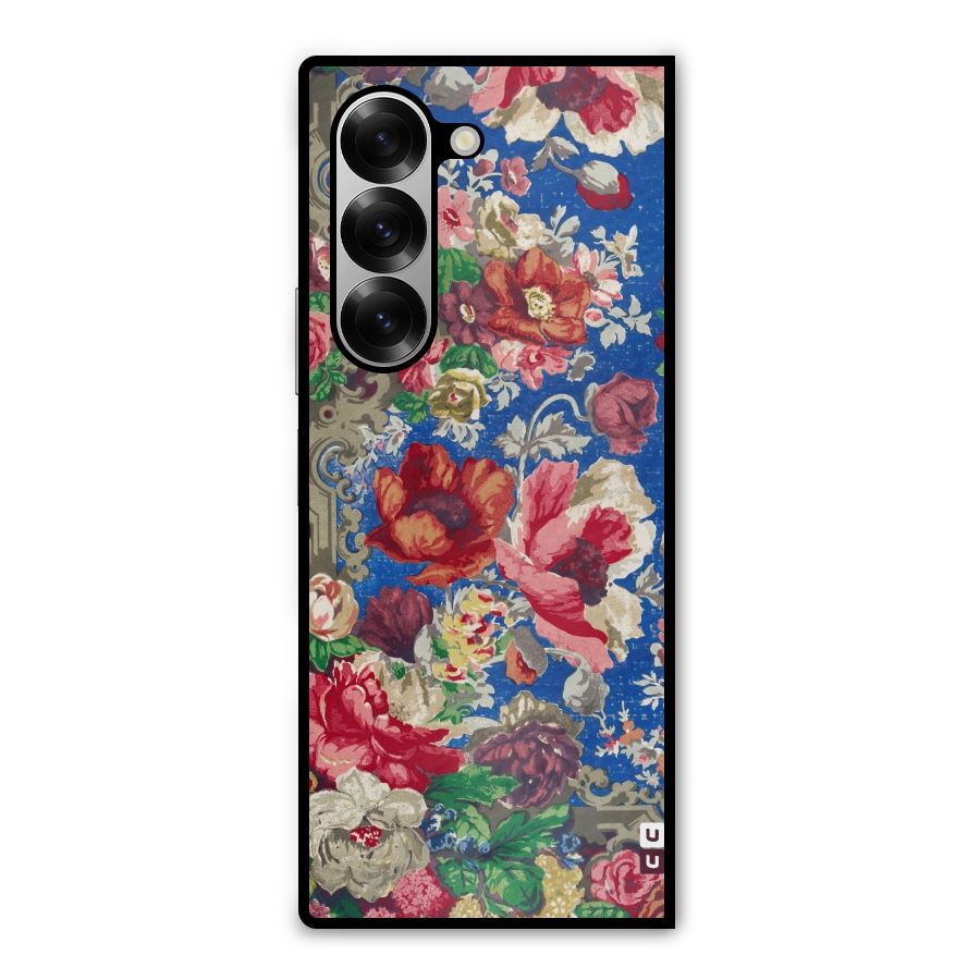 Block Printed Flowers Metal Back Case for Galaxy Z Fold6