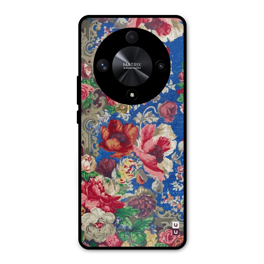Block Printed Flowers Metal Back Case for Honor X9b