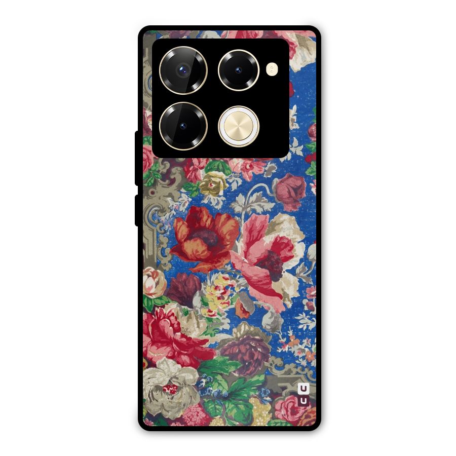 Block Printed Flowers Metal Back Case for Infinix Note 40 Pro
