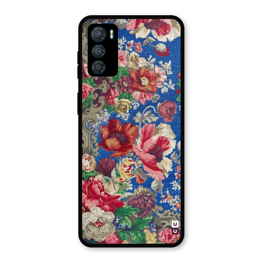 Block Printed Flowers Metal Back Case for Moto G42