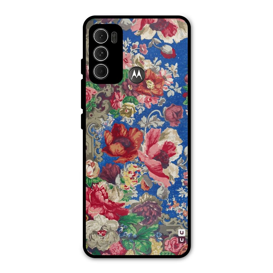 Block Printed Flowers Metal Back Case for Moto G60
