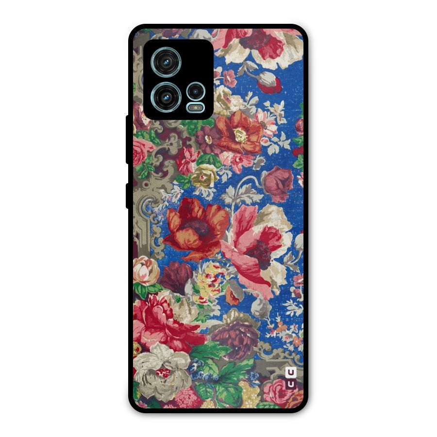Block Printed Flowers Metal Back Case for Moto G72