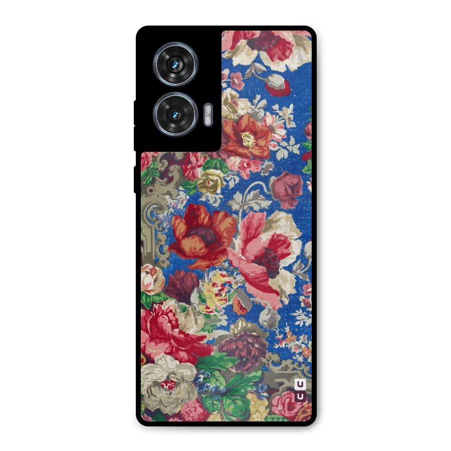 Block Printed Flowers Metal Back Case for Motorola Edge 50 Fusion