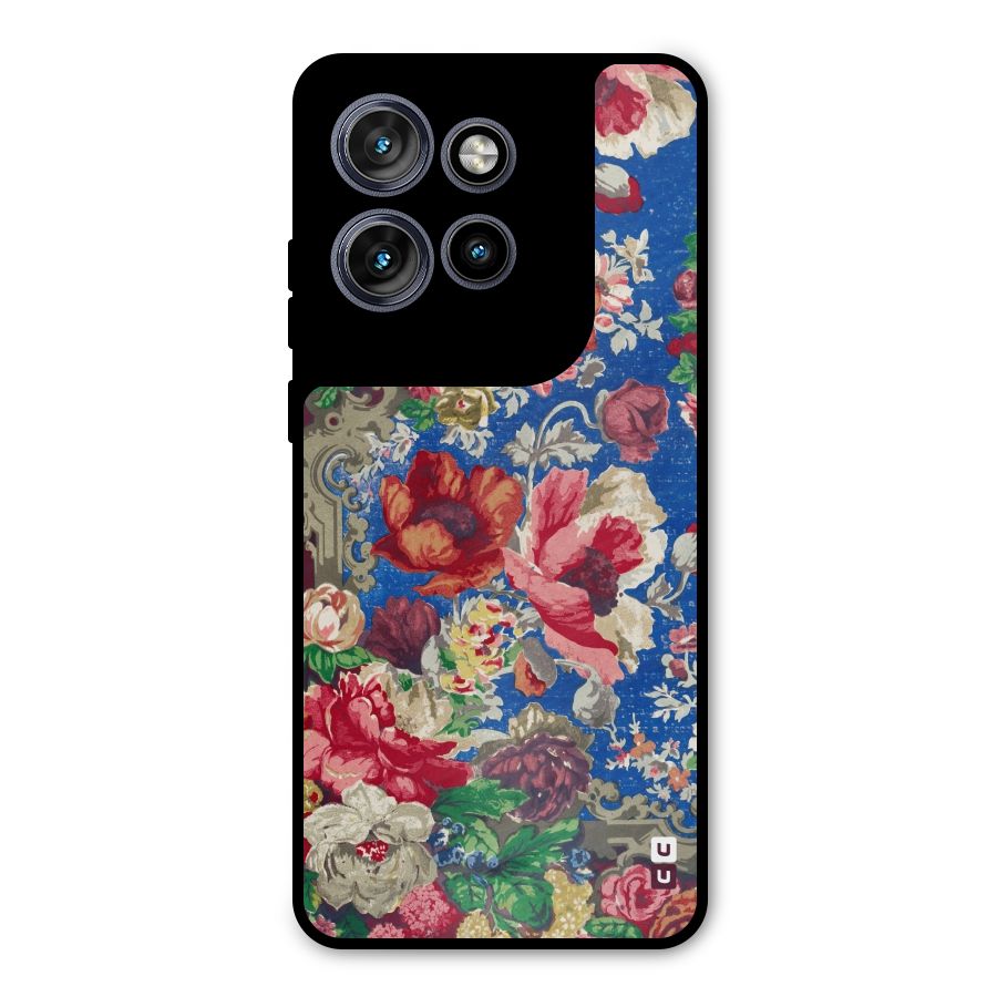 Block Printed Flowers Metal Back Case for Motorola Edge 50 Neo