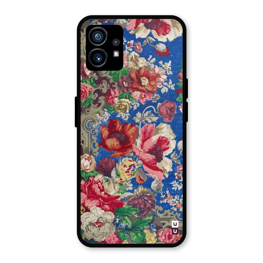 Block Printed Flowers Metal Back Case for Nothing Phone 1
