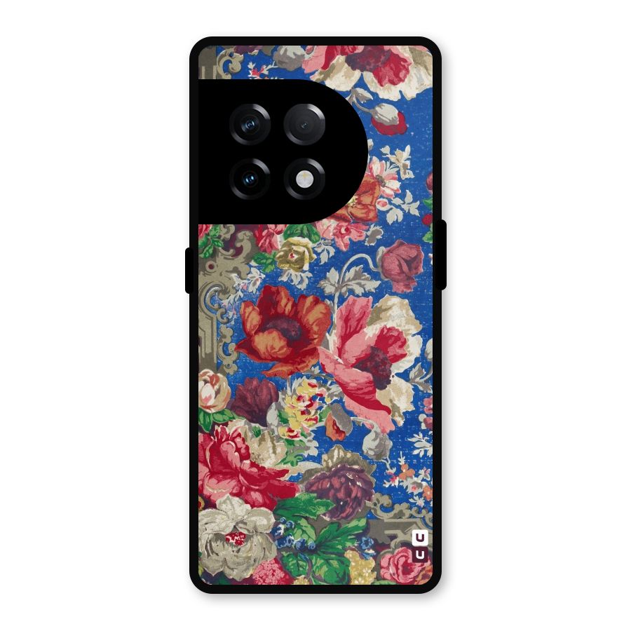 Block Printed Flowers Metal Back Case for OnePlus 11R