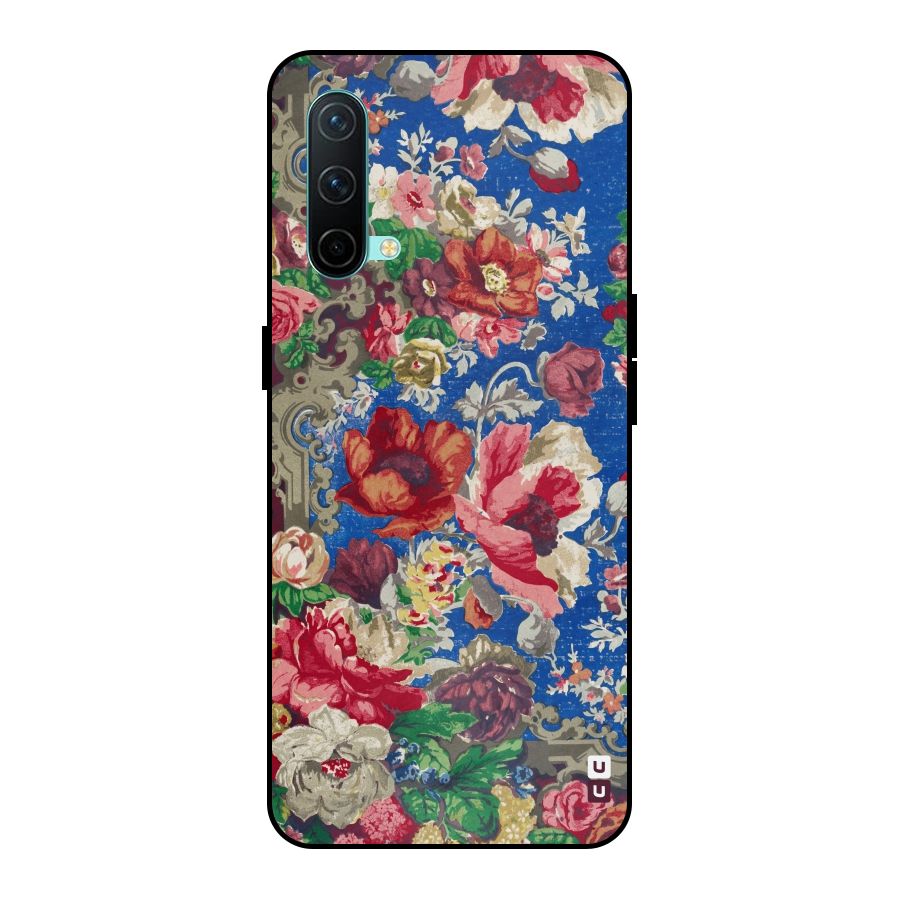 Block Printed Flowers Metal Back Case for OnePlus Nord CE 5G