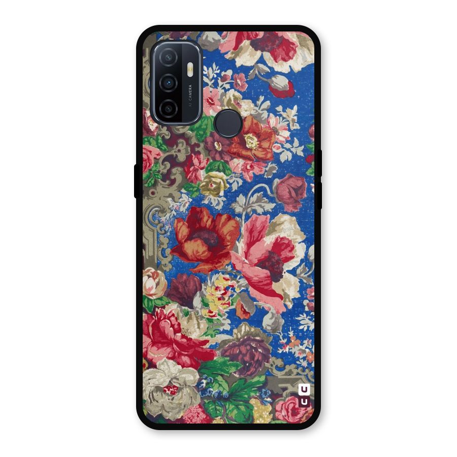 Block Printed Flowers Metal Back Case for Oppo A53