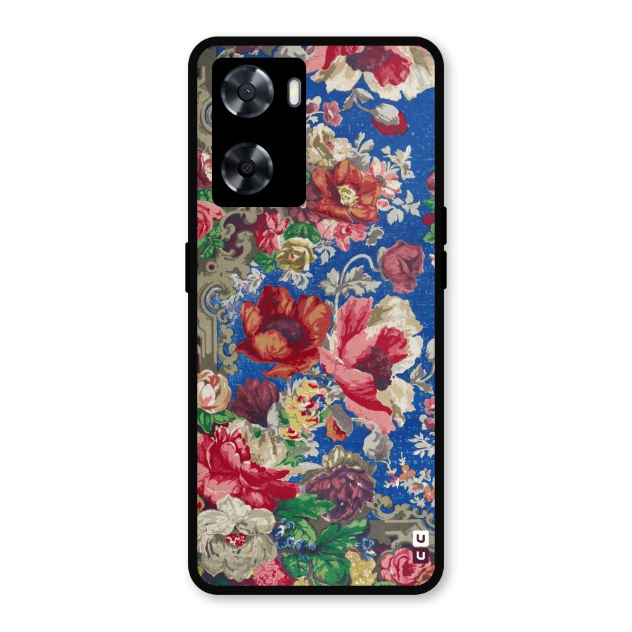 Block Printed Flowers Metal Back Case for Oppo A57 2022