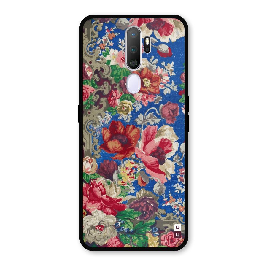 Block Printed Flowers Metal Back Case for Oppo A5 (2020)