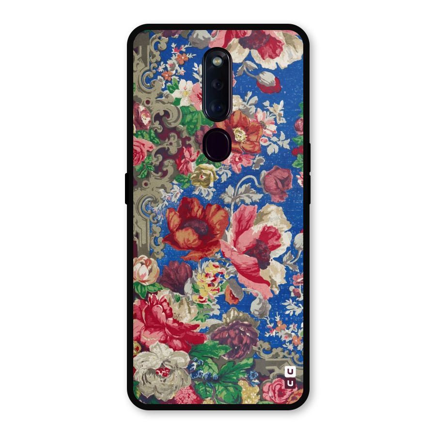 Block Printed Flowers Metal Back Case for Oppo F11 Pro