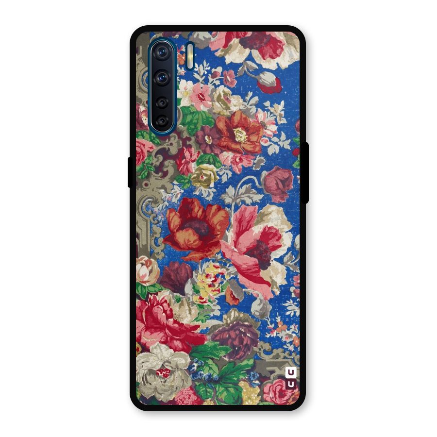Block Printed Flowers Metal Back Case for Oppo F15