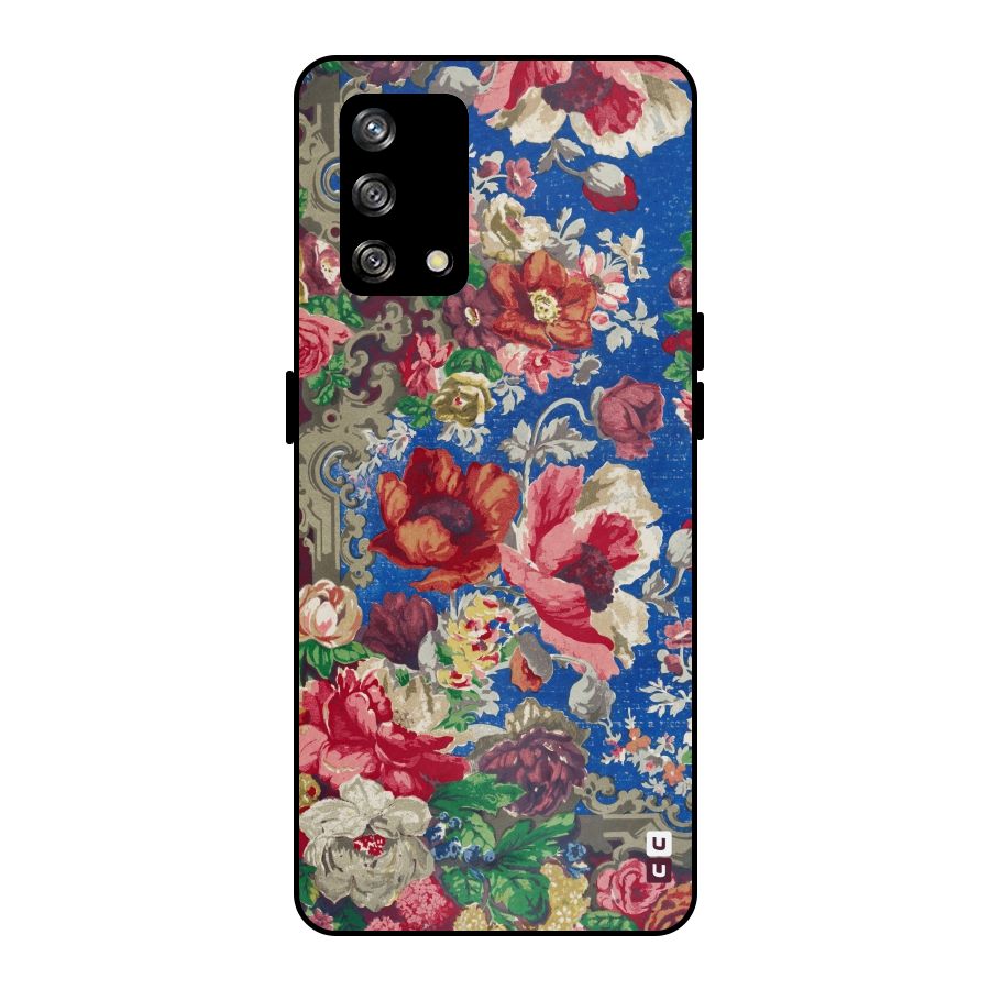 Block Printed Flowers Metal Back Case for Oppo F19