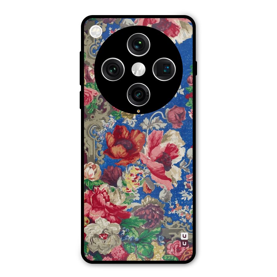Block Printed Flowers Metal Back Case for Oppo Find X8 Pro
