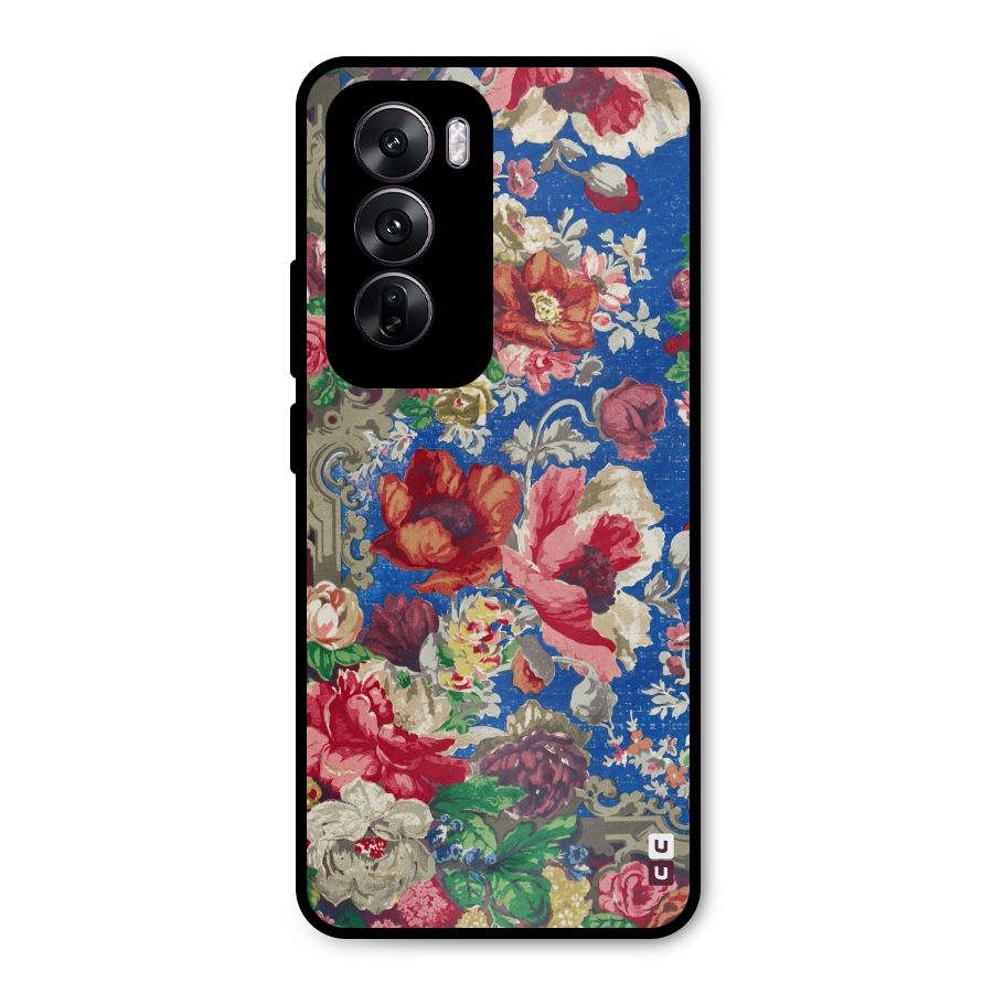 Block Printed Flowers Metal Back Case for Oppo Reno12