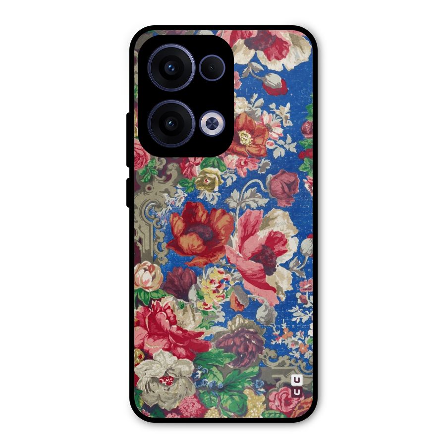 Block Printed Flowers Metal Back Case for Oppo Reno13