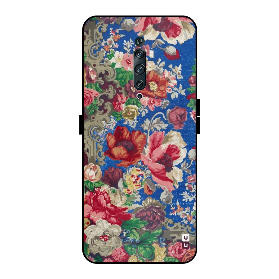 Block Printed Flowers Metal Back Case for Oppo Reno2 Z