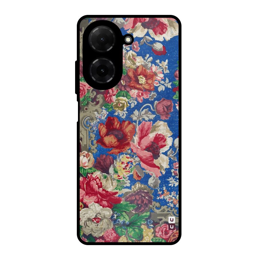 Block Printed Flowers Metal Back Case for Poco C71