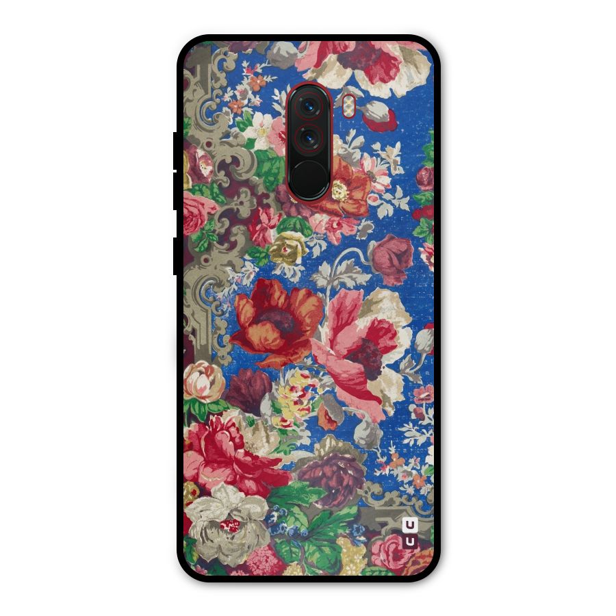 Block Printed Flowers Metal Back Case for Poco F1