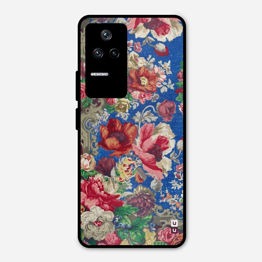Block Printed Flowers Metal Back Case for Poco F4 5G