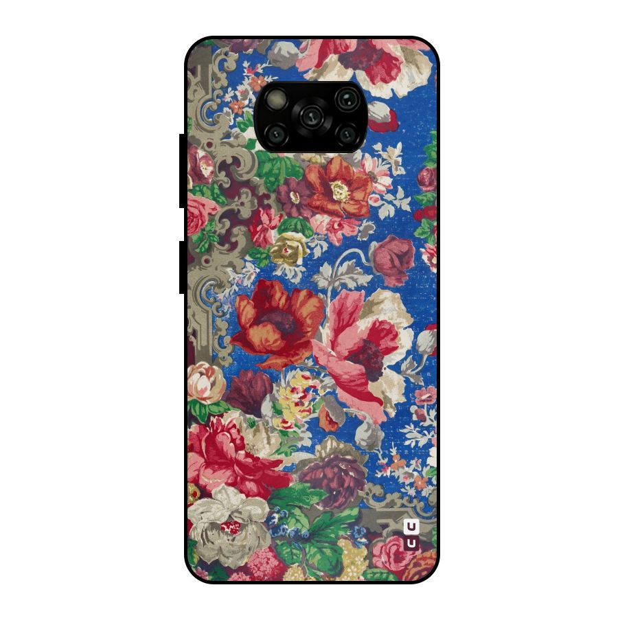 Block Printed Flowers Metal Back Case for Poco X3