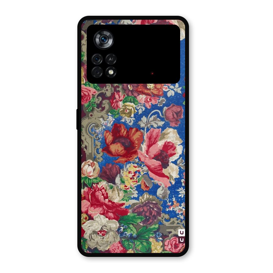 Block Printed Flowers Metal Back Case for Poco X4 Pro 5G