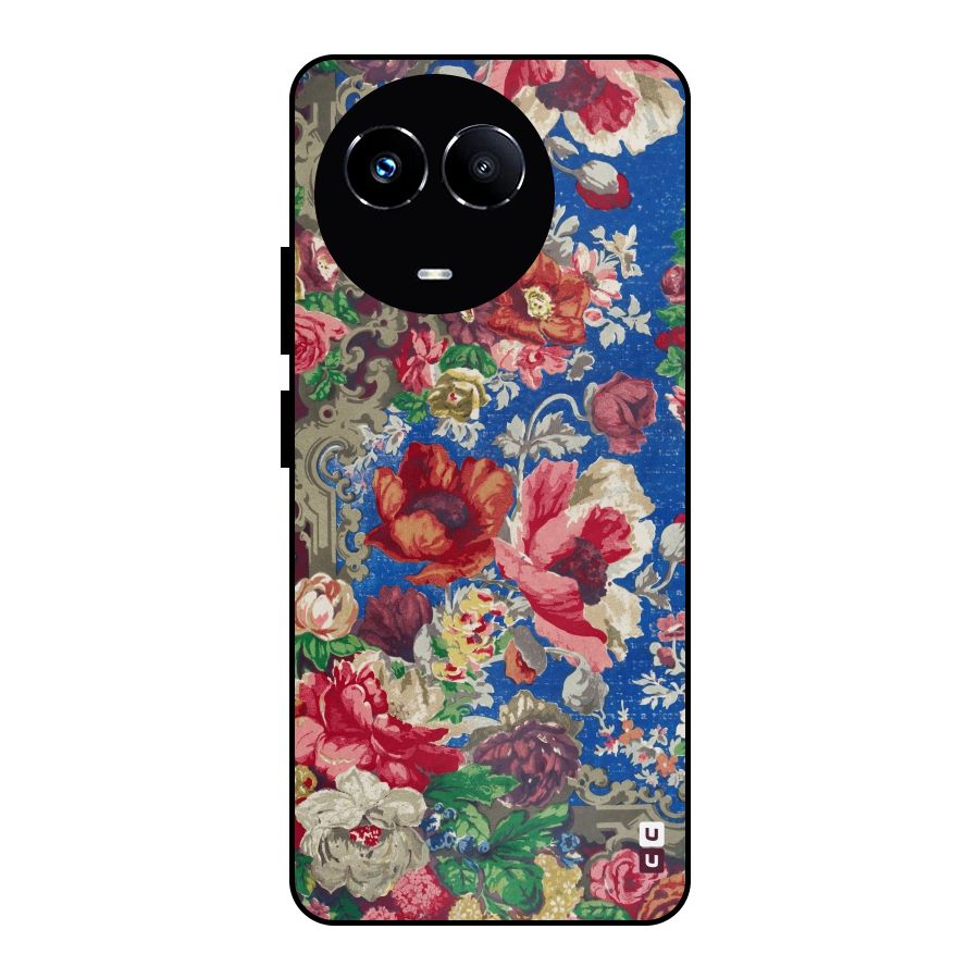 Block Printed Flowers Metal Back Case for Realme 11X