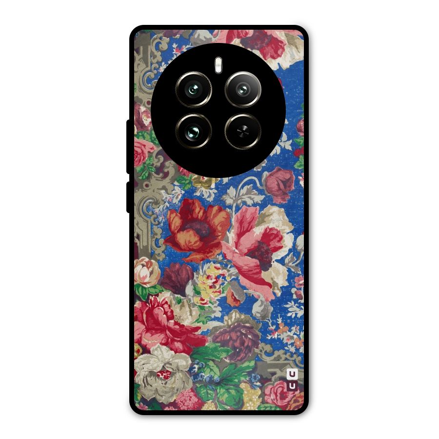 Block Printed Flowers Metal Back Case for Realme 12 Pro
