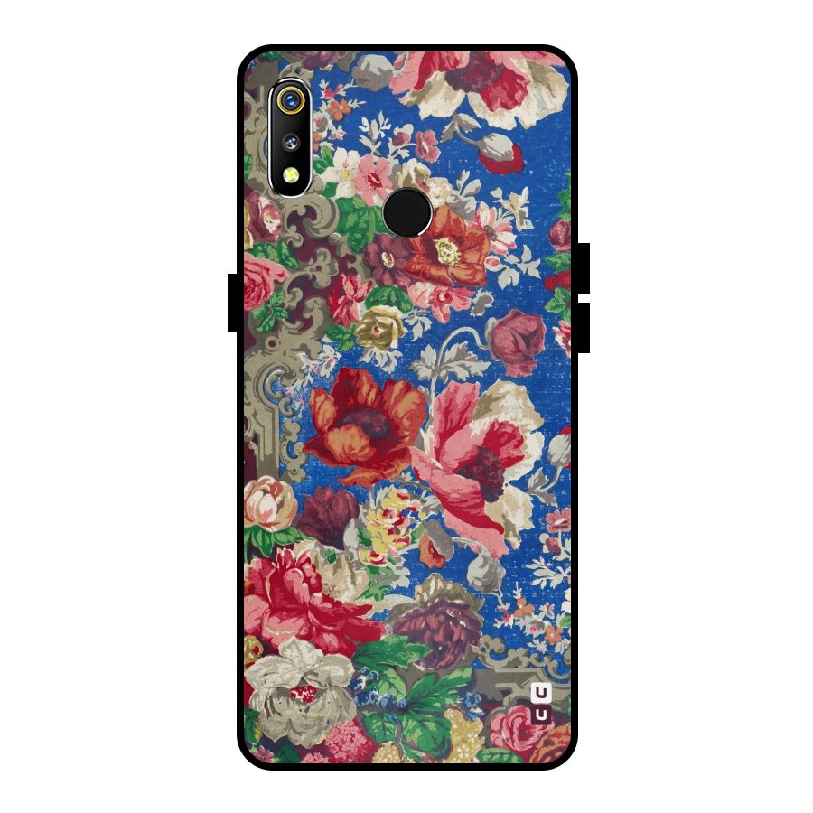Block Printed Flowers Metal Back Case for Realme 3