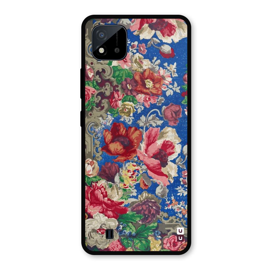 Block Printed Flowers Metal Back Case for Realme C11 2021