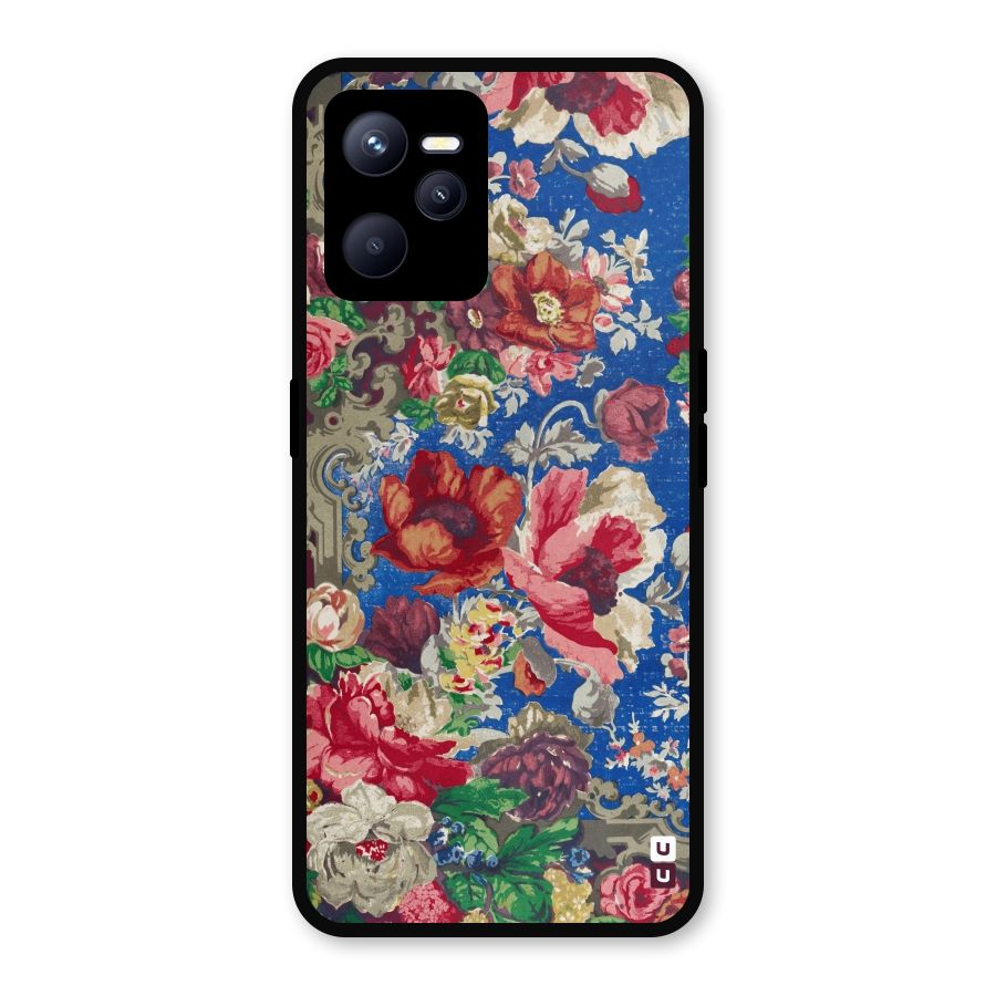 Block Printed Flowers Metal Back Case for Realme C35