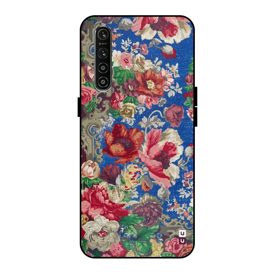 Block Printed Flowers Metal Back Case for Realme XT