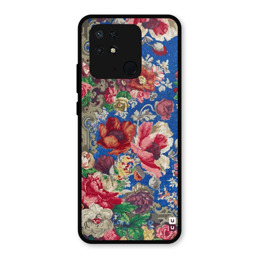 Block Printed Flowers Metal Back Case for Redmi 10 Power