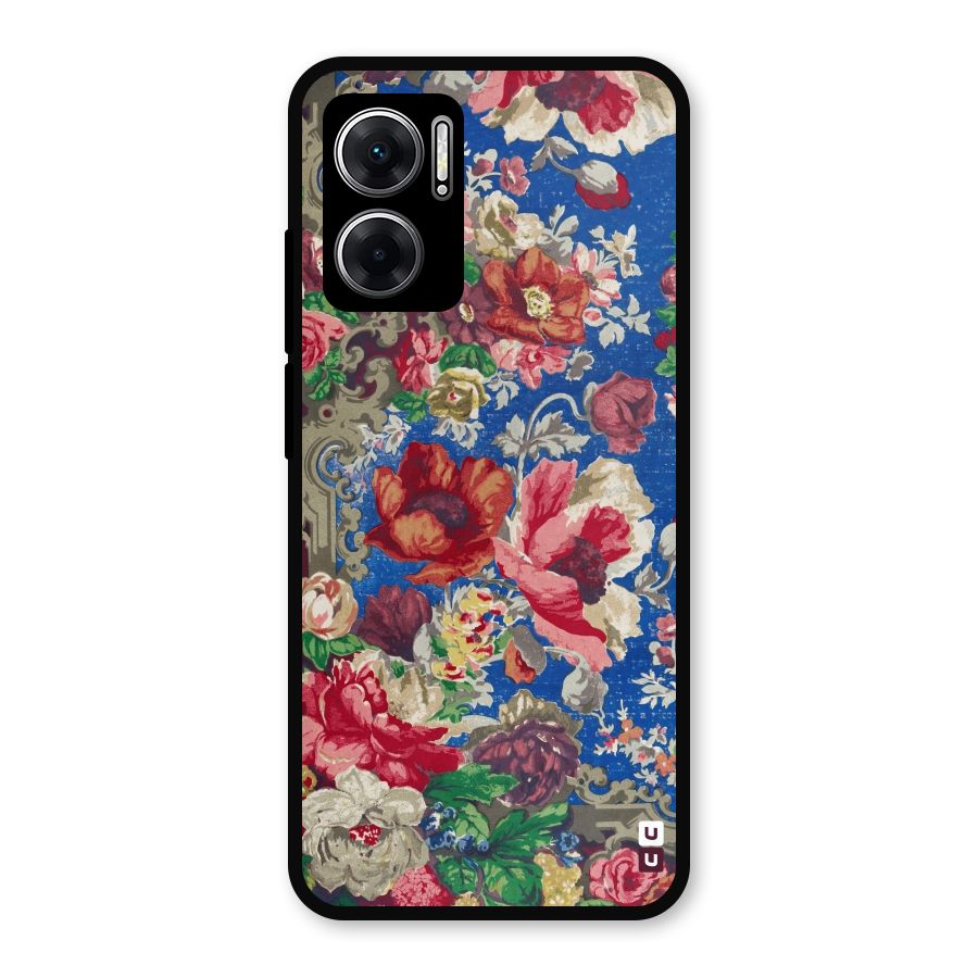 Block Printed Flowers Metal Back Case for Redmi 11 Prime 5G