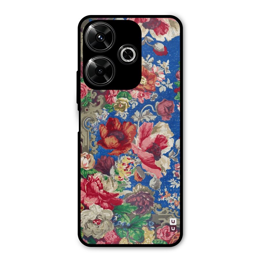 Block Printed Flowers Metal Back Case for Redmi 13 5G