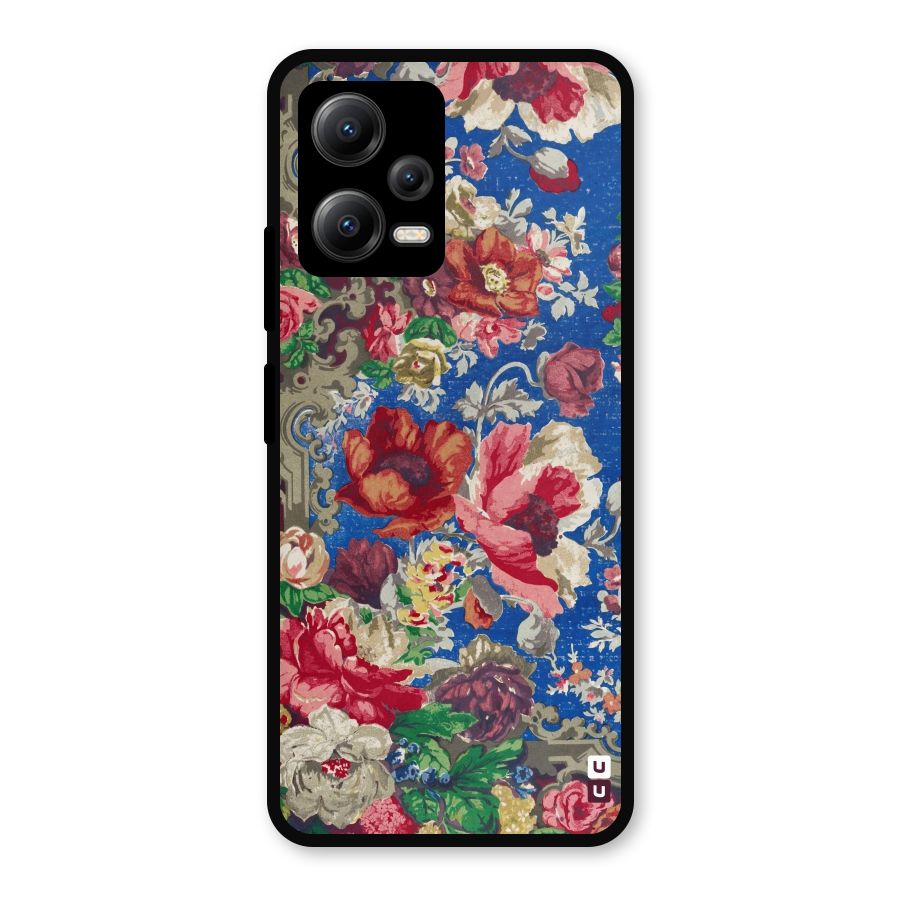 Block Printed Flowers Metal Back Case for Redmi Note 12 5G