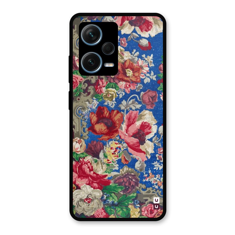 Block Printed Flowers Metal Back Case for Redmi Note 12 Pro Plus 5G